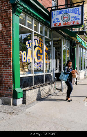 La Maison du Bagel, berühmten bagelladen, St. Viateur Street, Mile End, Montreal Stockfoto