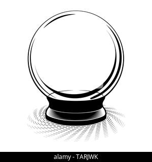 Vintage crystal ball. Gravur antiken Magic Ball für boho Abbildungen, Vektor-zeichnung Hellseher fortune Sphäre auf Weiß Stock Vektor