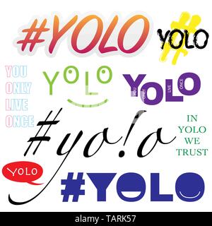 Sample yolo Text unterschiedliche Formen und Farben Stock Vektor