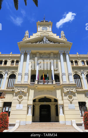 Schönen, verzierten Rathaus, mit den Büros der Bürgermeister & Stadtrat, in Malaga, Costa del Sol, Spanien, Europa Stockfoto