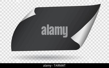 Schwarz gefaltet Hinweis, notebook Blatt Papier neben Karierter Hintergrund fliegen. Vector Illustration Stock Vektor