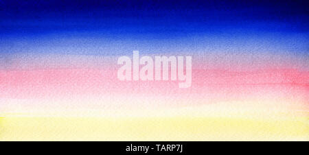 Rot und Blau handgefertigte gemalte Aquarell Verlaufshintergrund auf strukturiertem Papier Web Banner Stockfoto