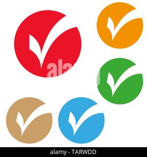 Prüfen Sie das Symbol. Schaltfläche "Ja". Farbige Schaltflächen Vectoreps 10. Stock Vektor