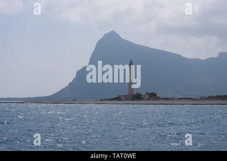 Leuchtturm von San Vito in Sizilien. Italien Stockfoto