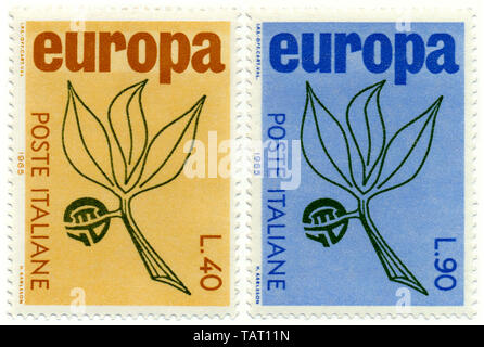 Historische Briefmarken, Historische Briefmarken, Europa-Marken, 1965, Italienisch Stockfoto