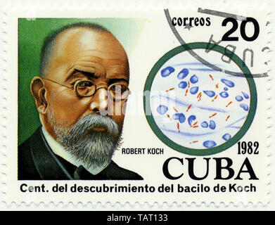 Historische Briefmarken aus Kuba, Historische Briefmarken, Robert Koch, 1982, Kuba, Karibik Stockfoto