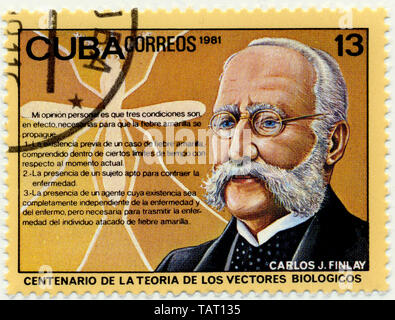 Historische Briefmarken aus Kuba, Historische Briefmarken, Carlos Juan Finlay de Barres, 1981, Kuba, Karibik Stockfoto