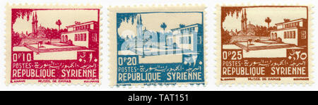 Historische Briefmarken aus Syrien, Damaskus National Museum, Syrische Arabische Republik, Historische Briefmarken aus Syrien, das Nationalmuseum Damaskus, Arabische Republik Syrien Stockfoto