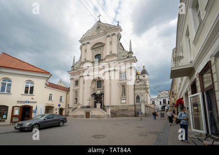 Vilnius, Litauen. Mai 2019. Der externe Blick auf die Fassade der Kirche der Hl. Theresia Stockfoto