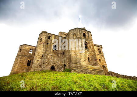 Im 12. Jahrhundert Warkworth Castle in Northumberland, England Stockfoto