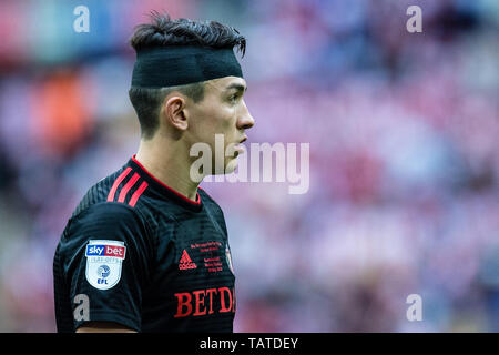 LONDON, ENGLAND - Mai 26: Luke O'nien von Sunderland schaut während der Sky Bet Liga eine Play-off-Finale zwischen Charlton Athletic und Sunderland im Wembley Stadium am 26. Mai 2019 in London, Vereinigtes Königreich. (Foto von Sebastian Frej/MB Medien) Stockfoto