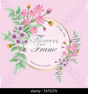 Aquarell Cosmos Blumen Frame Multipurpose Vektor Stock Vektor