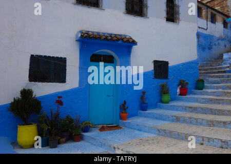 Traditionelle marokkanische architektonischen Details in den Straßen der Blauen Stadt, Chefchaouen, Marokko Stockfoto