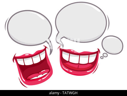 Lippen reden und lachen. Lächelnde Münder. Die Leute reden. Stockfoto