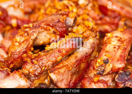 Spicy Hot Spare Ribs vom Grill Stockfoto