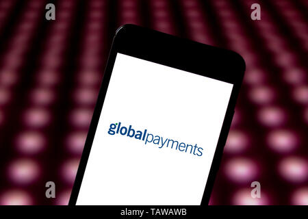 Brasilien. 28 Mai, 2019. In diesem Foto Illustration der Global Payments Logo wird auf dem Smartphone angezeigt. Credit: Rafael Henrique/SOPA Images/ZUMA Draht/Alamy leben Nachrichten Stockfoto