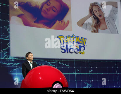 Tokio, Japan. 29 Mai, 2019. Japans Pokemon Company Präsident Tsunekazu Ishihara kündigt Geschäftsstrategie des Unternehmens in Tokio am Mittwoch, 29. Mai 2019. Nintendo Spiel Charakter Firma Pokemon das neue Spiel "Pokemon" im Jahr 2020 produzieren wird, welche Funktionen schlafen Zeit verwandelt sich in eine Unterhaltung für ein Gameplay. Credit: Yoshio Tsunoda/LBA/Alamy leben Nachrichten Stockfoto