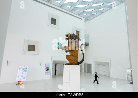 Regensburg, Deutschland. 27. Mai, 2019. Das Oktoberfest 'Löwenbräu-Löwe' ist im Museum des Hauses der Bayerischen Geschichte untergebracht. Foto: Armin Weigel/dpa/Alamy leben Nachrichten Stockfoto