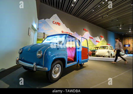 Regensburg, Deutschland. 27. Mai, 2019. Ein Goggomobil steht im Museum des Hauses der Bayerischen Geschichte. Foto: Armin Weigel/dpa/Alamy leben Nachrichten Stockfoto