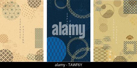 Japanische Schablone Vektor. Geometrische Hintergrund mit japanischen Muster. Stock Vektor