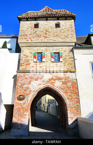 Bäckertor Wahrzeichen von Landsberg am Lech Stockfoto