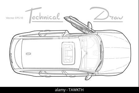 Auto von oben Ansicht Vektor. Flaches Design auto. Stock Vektor