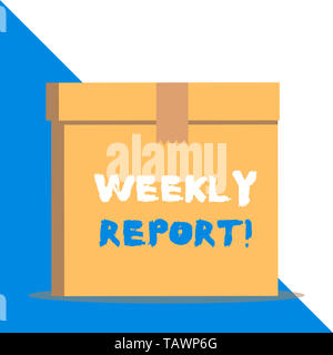 Text Zeichen angezeigt Wochenbericht. Business Foto präsentiert Informationen über das, was innerhalb der Woche bekannt geworden sind, Stockfoto