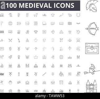 Mittelalterliche Zeile für Symbole, Zeichen, Vektor, Abbildung: Konzept Stock Vektor