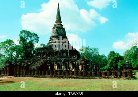 Wat Chang Lom, 39 Elefanten, Si Satchanalai Historical Park, Sukhothai, Thailand Stockfoto