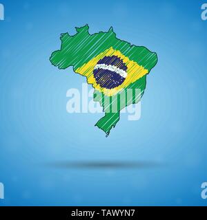 Scribble Karte von Brasilien. Skizze Land Karte für Infografik, Broschüren und Präsentationen, stilisierte Skizze Karte von Brasilien. Vector Illustration Stock Vektor