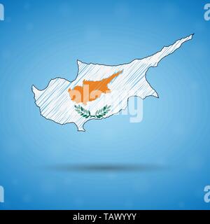 Scribble Karte von Zypern. Skizze Land Karte für Infografik, Broschüren und Präsentationen, stilisierte Skizze Karte von Zypern. Vector Illustration Stock Vektor