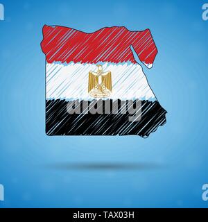 Scribble Karte von Ägypten. Skizze Land Karte für Infografik, Broschüren und Präsentationen, stilisierte Skizze Karte von Ägypten. Vector Illustration Stock Vektor