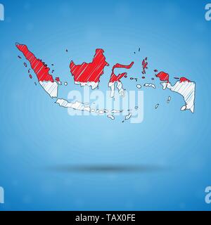 Scribble Karte von Indonesien. Skizze Land Karte für Infografik, Broschüren und Präsentationen, stilisierte Skizze Karte von Indonesien. Vector Illustration Stock Vektor