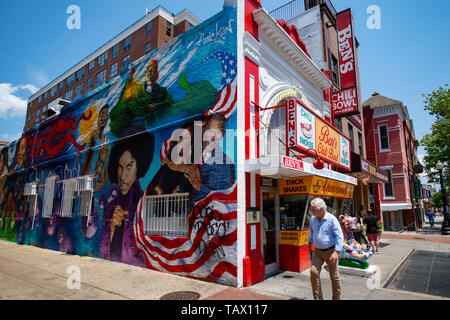 USA Washington DC Bens Chili Schüssel ein DC Landmark Restaurant auf der U Street Corridor berühmt für die Hälfte raucht und Chili Stockfoto