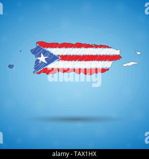 Scribble Karte von Puerto Rico. Skizze Land Karte für Infografik, Broschüren und Präsentationen, stilisierte Skizze Karte von Puerto Rico. Vector Illustration Stock Vektor