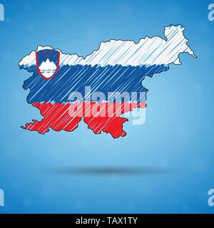 Scribble Karte von Slowenien. Skizze Land Karte für Infografik, Broschüren und Präsentationen, stilisierte Skizze Karte von Slowenien. Vector Illustration Stock Vektor