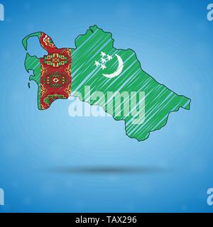 Scribble Karte von Turkmenistan. Skizze Land Karte für Infografik, Broschüren und Präsentationen, stilisierte Skizze Karte von Turkmenistan. Vektor Stock Vektor
