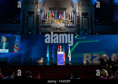 Präsident von Österreich Alexander Van der Bellen gibt eine Grundsatzrede auf der Österreichischen World Summit am 28. Mai 2019 Stockfoto