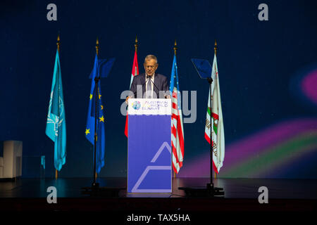 Präsident von Österreich Alexander Van der Bellen gibt eine Grundsatzrede auf der Österreichischen World Summit am 28. Mai 2019 Stockfoto