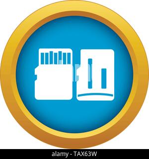 Beide Seiten der SD-Speicherkarte auf das Symbol blau Vector isoliert Stock Vektor