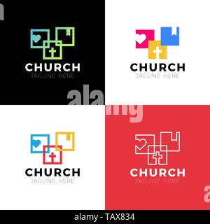 Vorlage christian Logo, Emblem für Schule, Hochschule, Seminar, Kirche, Organisation. Stock Vektor
