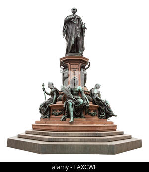 König Maximilian II. Denkmal auf der Maximilianstraße, München, Deutschland, isoliert auf weißem Stockfoto