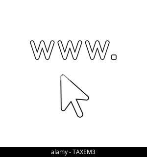 Vektor icon Konzept von www.mit Maus Cursor. Schwarzen umrissen. Stock Vektor