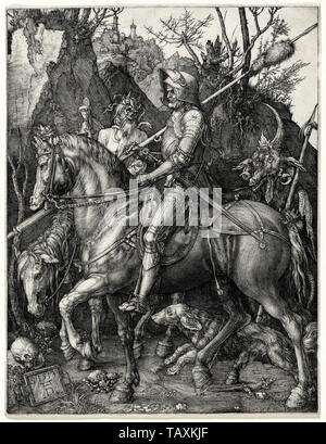 Albrecht Dürer, Ritter, Tod und Teufel, Gravieren, 1513 Stockfoto