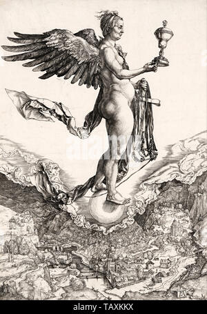 Albrecht Dürer, Nemesis (Das große Glück), Kupferstich, ca. 1501 Stockfoto