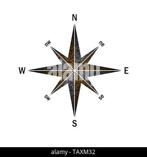 Orange und Weiß abstract grunge Muster mit Windrose Stock Vektor