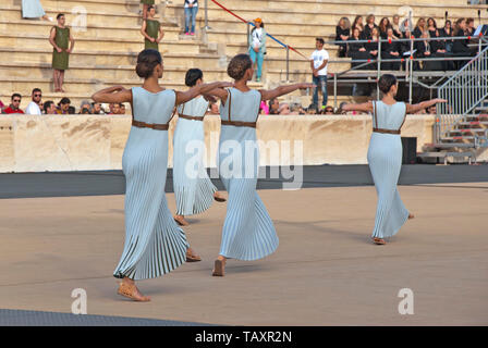 Olympische Flamme Relais Zeremonie in Athen, Griechenland. Stockfoto