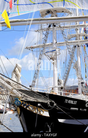 Das Meer cadet Schulschiff TS Royalistischen in Gloucester Tall Ship Festival 2019. Stockfoto