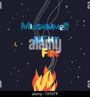 Midsummer Night Fire fancy Schriftzug Stock Vektor