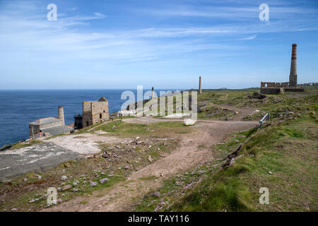 Die historische Cornish Levant Zinnmine auf die Küste von North Cornwall Cornwall früher einer der Meister und in der Poldark TV-Programm empfohlene Stockfoto